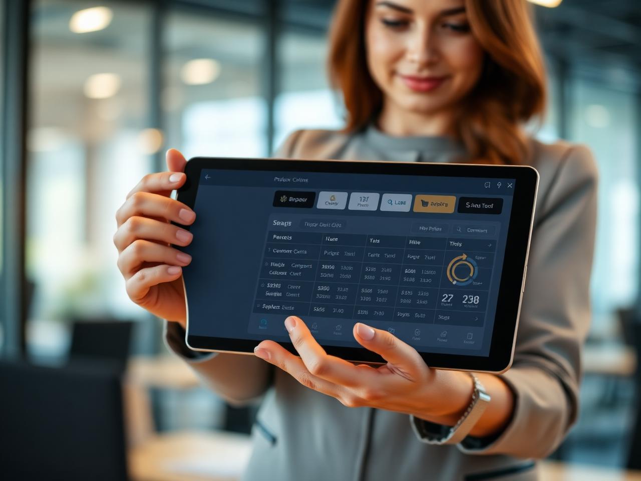 Profissional usando o B2B E-Commerce da Lúnet em um tablet