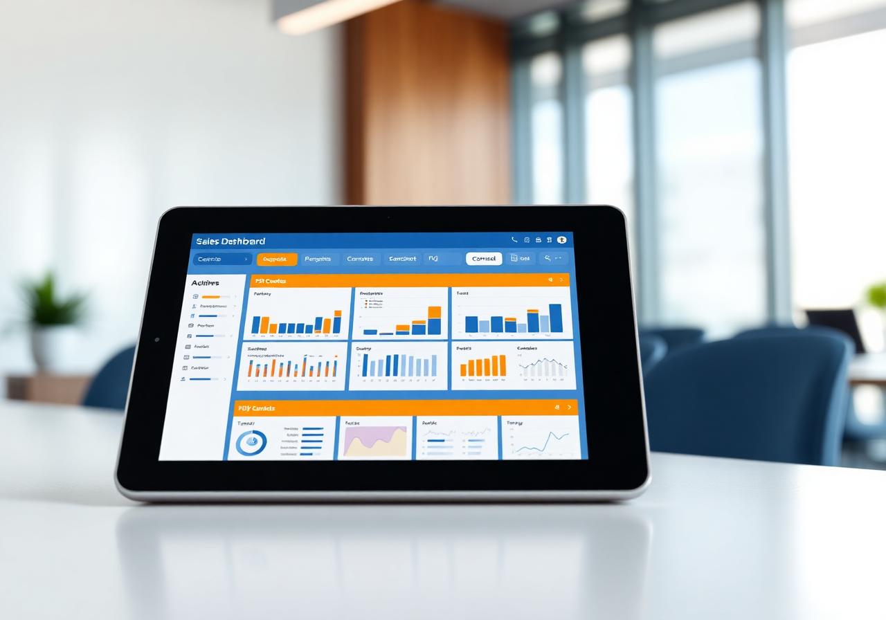 Tablet exibindo o painel do Força de Vendas Light da Lúnet
